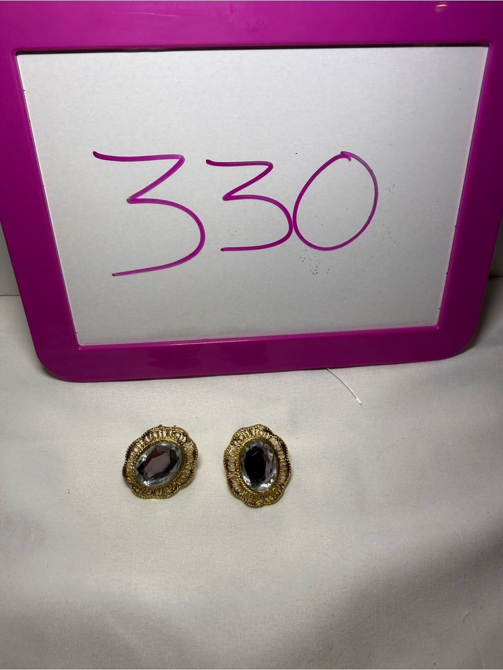 1928 Gold-Tone Earrings with Clear Stones